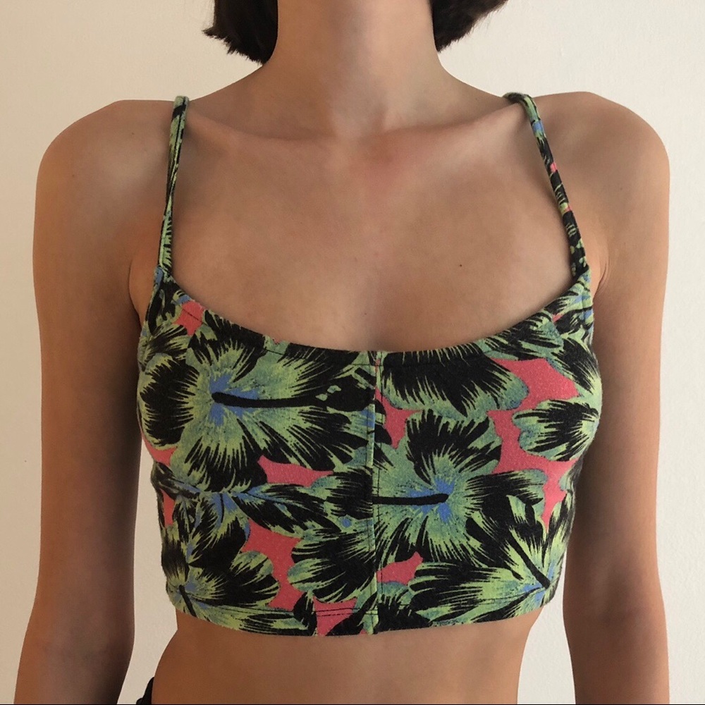 Topshop floral cropped tank